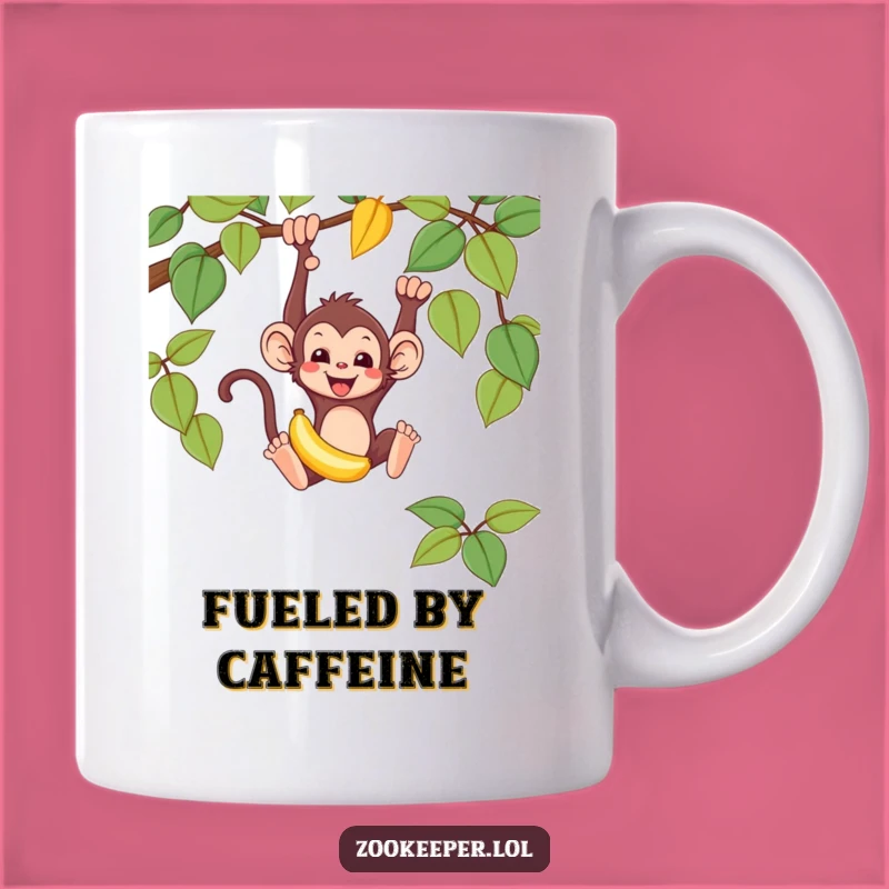 Funny Monkey Mug: Mischievous Banana Swing Design, Perfect Humorous Gift