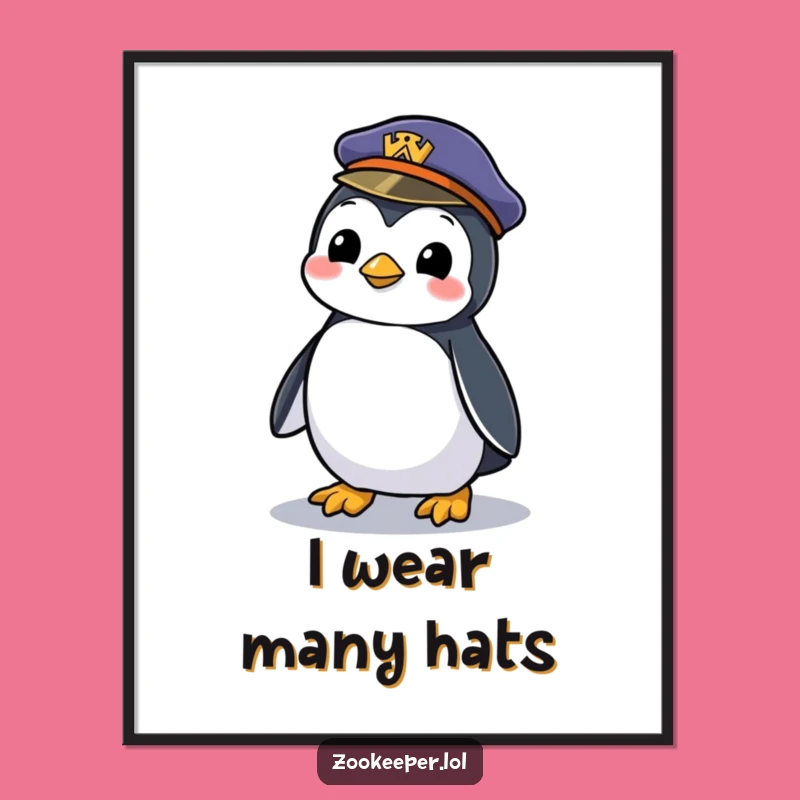 Funny Mischievous Penguin Poster - Playful Hilarious Zookeeper Wall Art