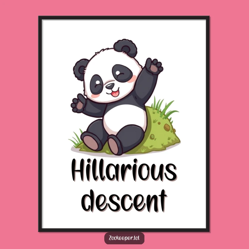 Funny Panda Tumble Poster: Hilarious Panda Rolling Art Print