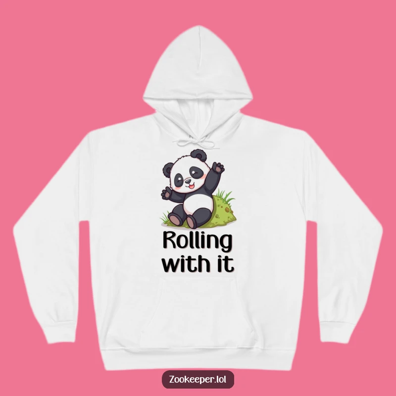 Funny Panda Tumble Hoodie: Cozy Panda Rolling Down Hill Comfort