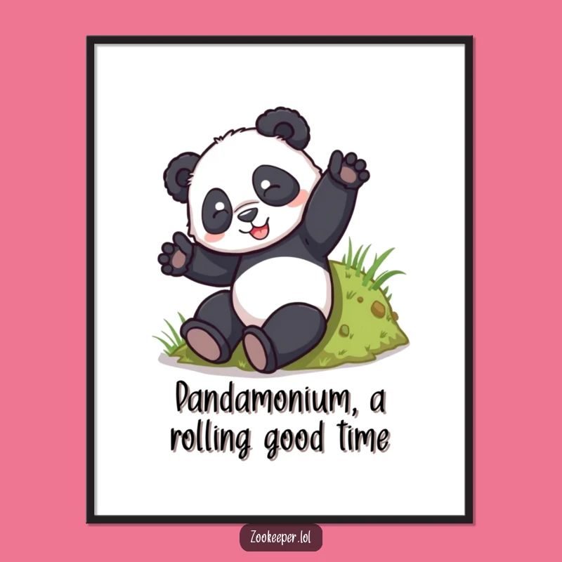 Free Printable Wall Art: Comical Panda Tumble, Downloadable Art for Whimsical Decor
