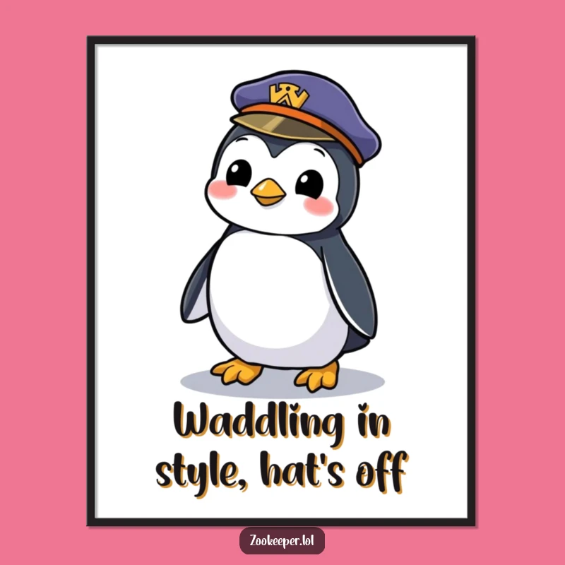 Free Printable Wall Art Mischievous Penguin, Hat Theme Humorous Downloadable Decor