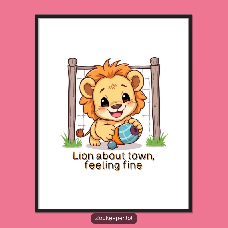 Free Printable Wall Art: Adorable Lion Cub Chase, Downloadable Art for Playful Decor