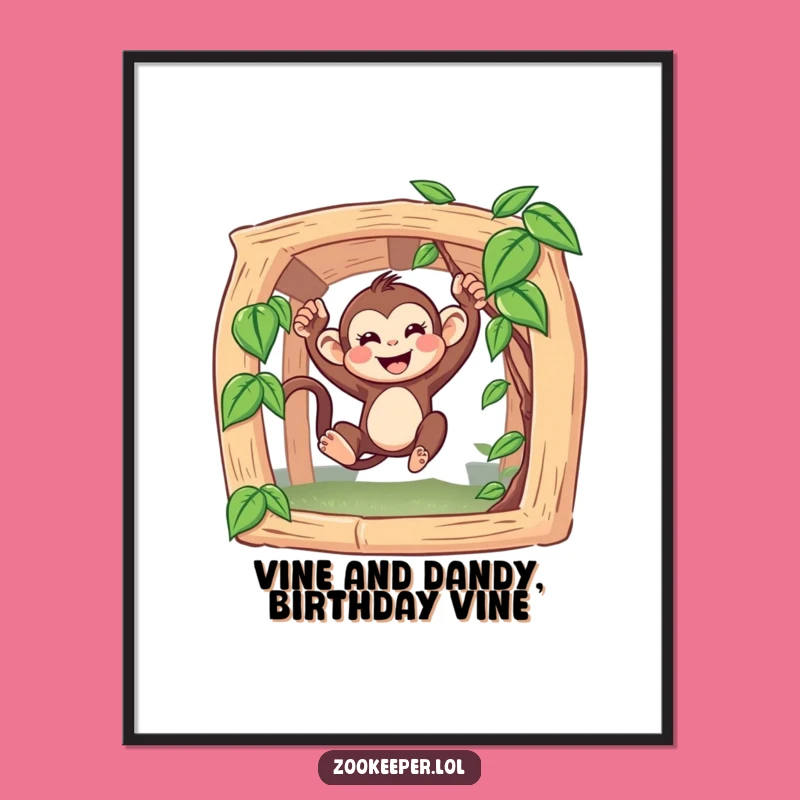 Free Printable Wall Art: Funky Monkey Swinging, Downloadable Art for Playful Home Decor