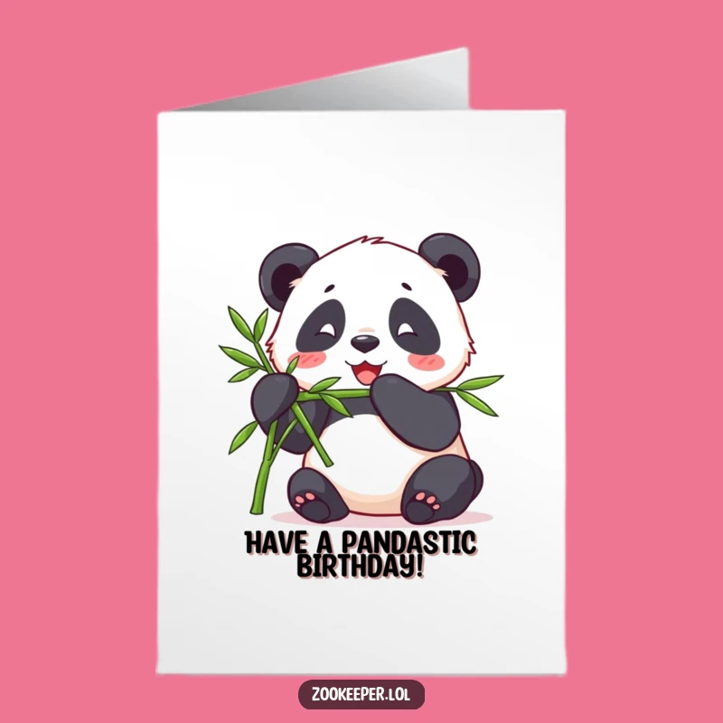 Free Printable Panda Birthday Card, Happy Bamboo Munching Theme Downloadable Gift