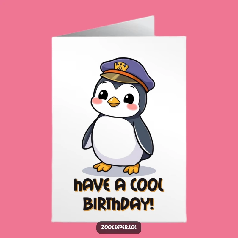 Free Printable Penguin Birthday Card, Mischievous Hat Theme Downloadable Funny Gift