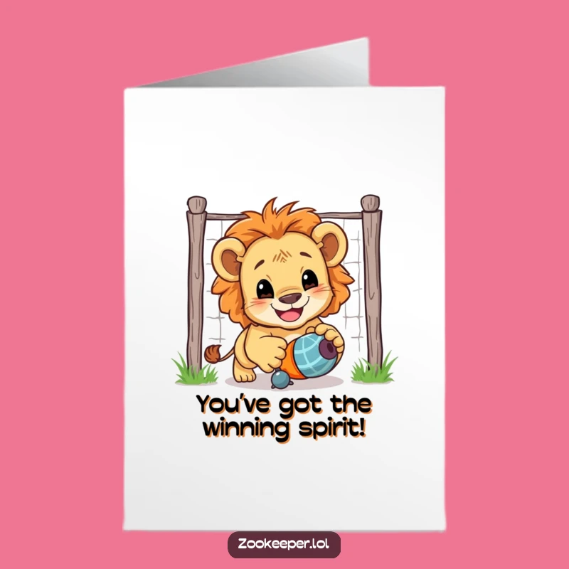 Free Printable Congrats Card: Energetic Lion Cub, Downloadable Joy for Pouncing Achievements