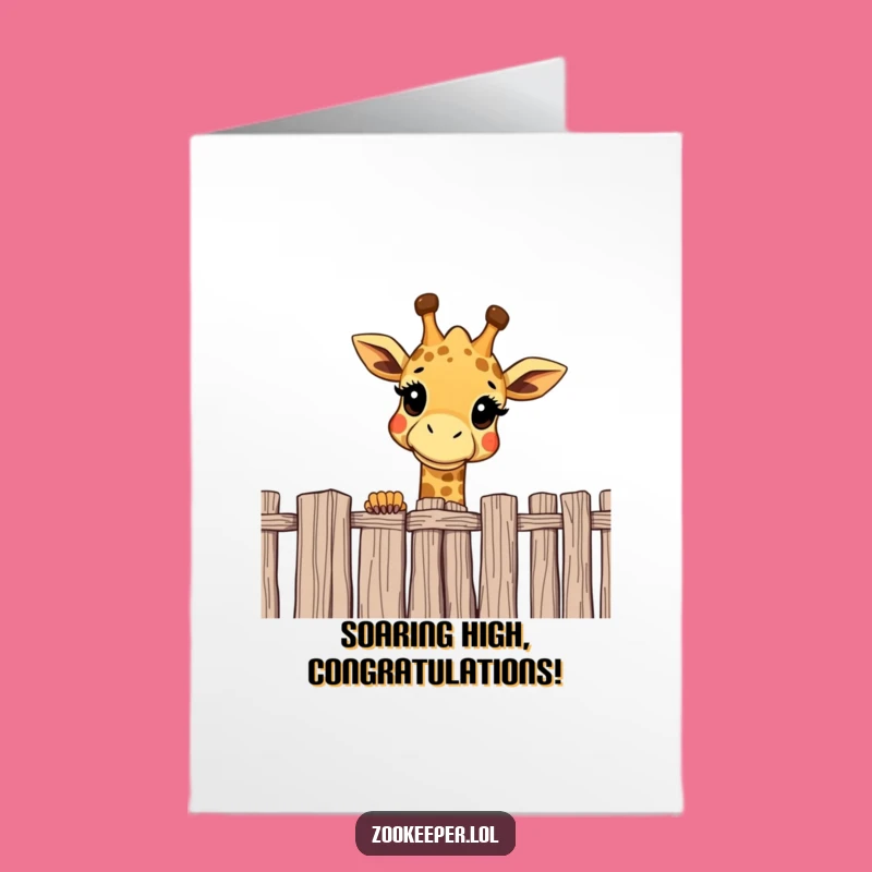 Free Printable Congrats Card: Giraffe Peeking Over for a Cheerful Downloadable Gift