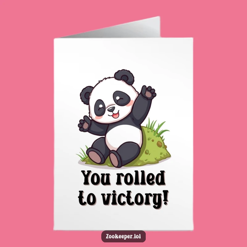Free Printable Congrats Card: Hilarious Panda Tumble, Downloadable Joy for Great Success