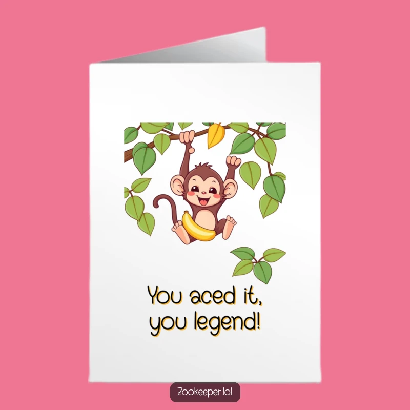 Free Printable Congrats Card: Monkey's Banana Swing for a Funny Downloadable Gift
