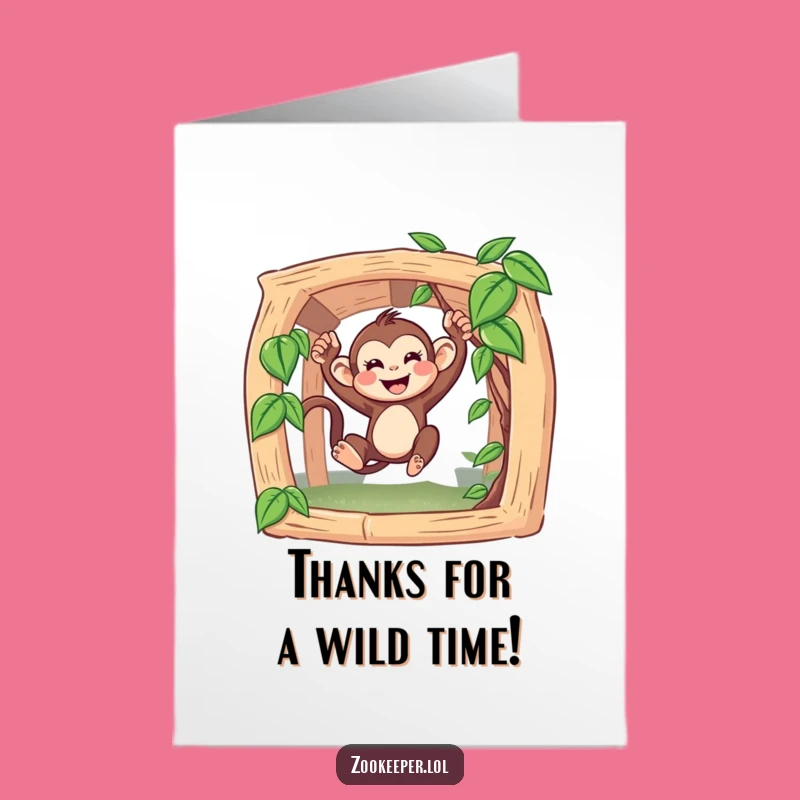 Free Printable Thank You Card: Groovy Monkey Thanks, Downloadable Gratitude for Expressing Thanks