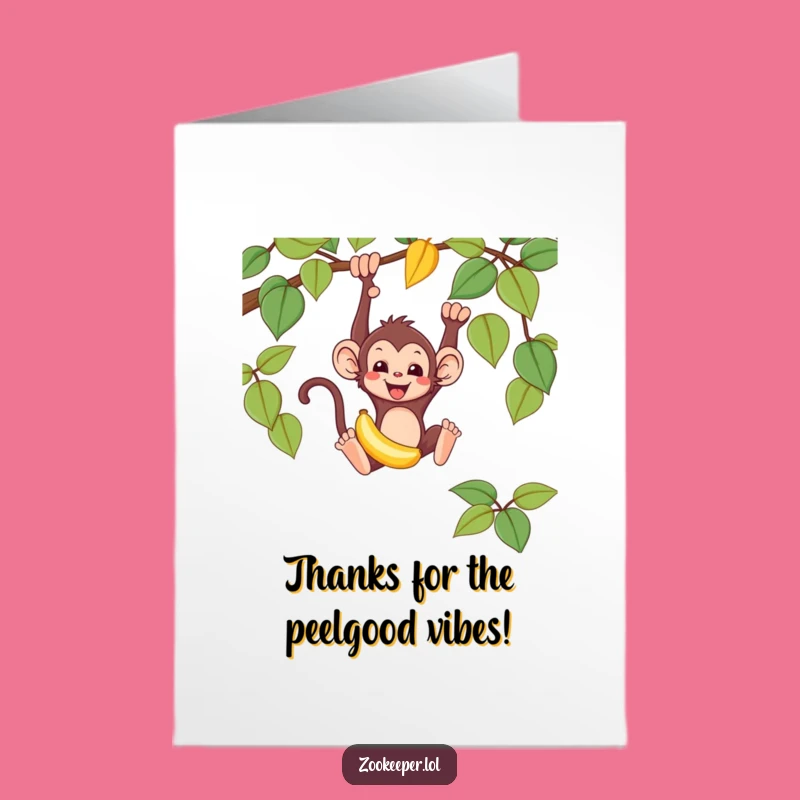 Free Printable Thank You Card: Monkey's Banana Treat for a Funny Downloadable Gift