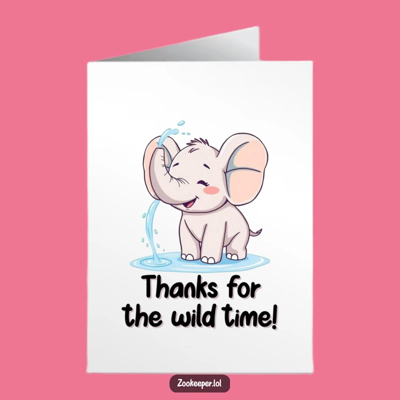Free Printable Thank You Card: Playful Elephant Spray for a Funny Downloadable Gift
