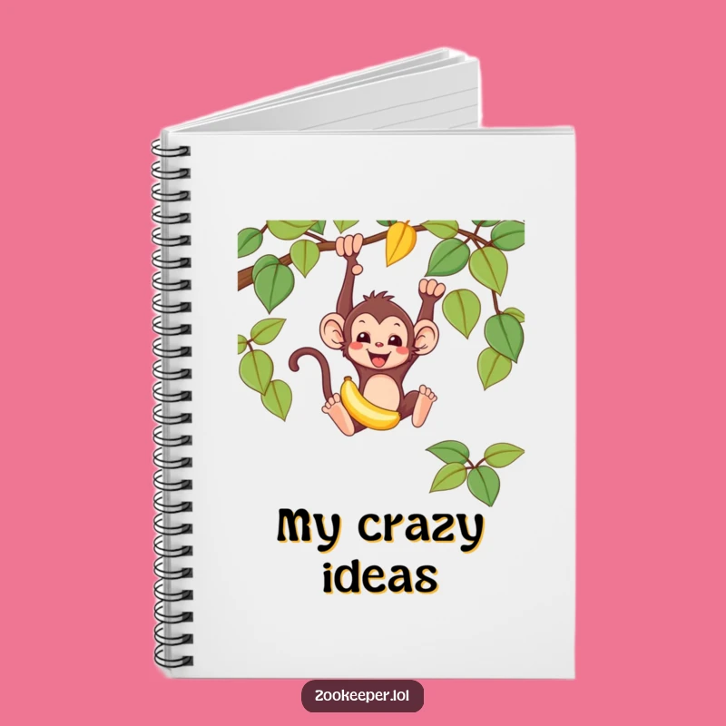 Funny Monkey Notebook: Mischievous Banana Swing Cover, Ideal Gift for Writers