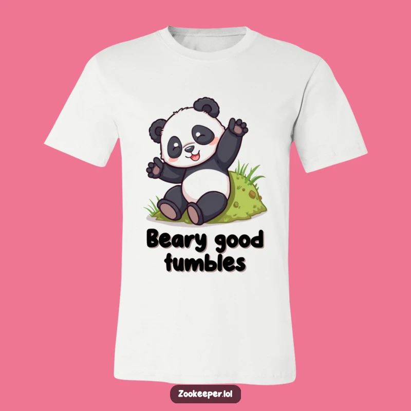 Funny Panda Tumble T-Shirt: Playful Panda Rolling Down Hill Design