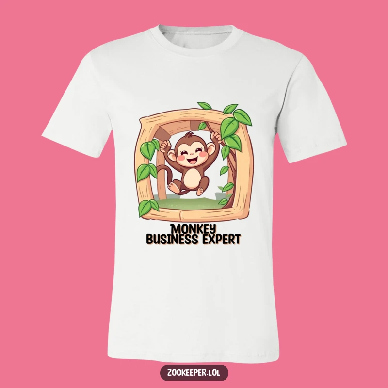 Funny Happy Monkey T-Shirt: Hilarious Primate Swinging Vine Design