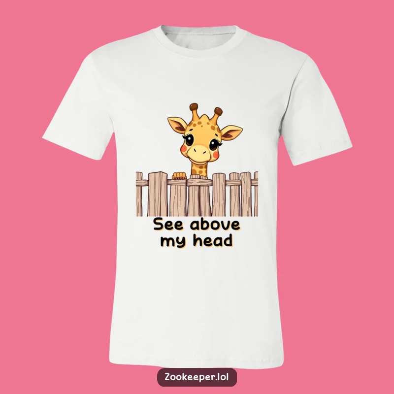 Funny Giraffe T-Shirt: Curious Over Fence Design, Great Humorous Gift
