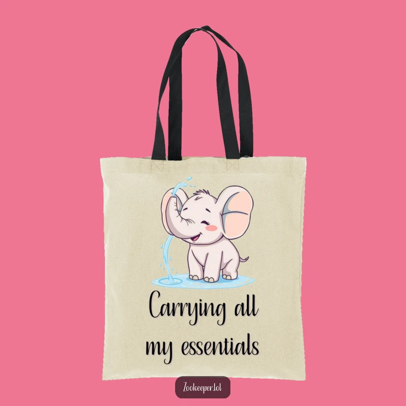 Funny Elephant Tote Bag: Playful Water Splash Design, Ideal Humorous Bag