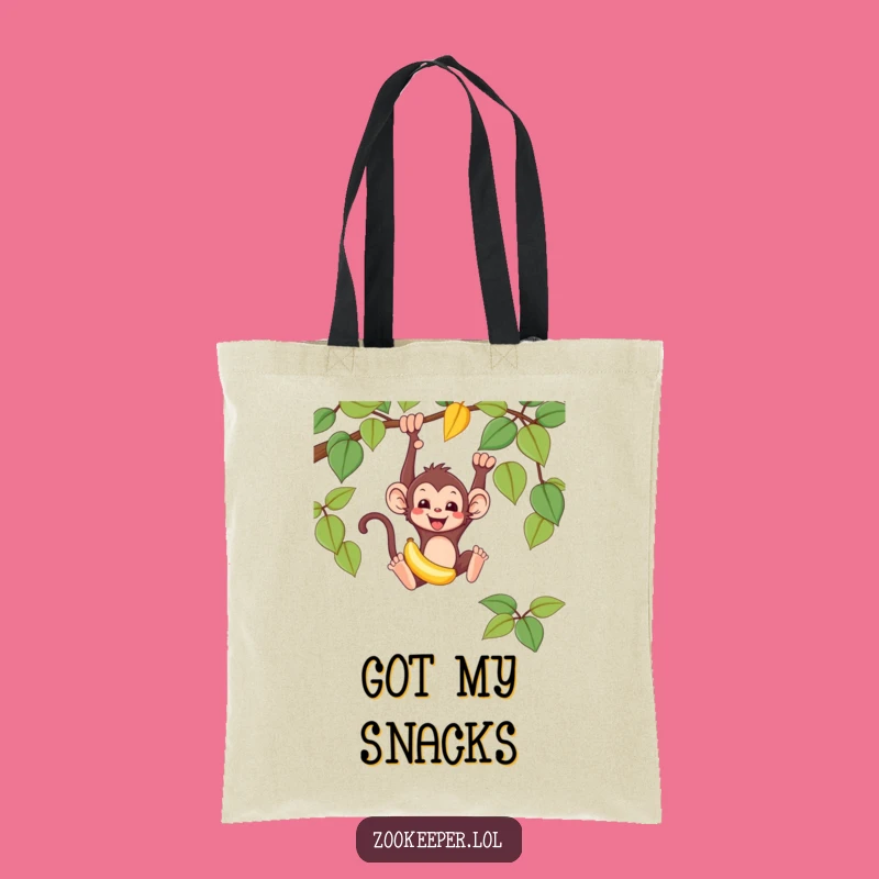 Funny Monkey Tote Bag: Mischievous Banana Swing Design, Ideal Humorous Accessory